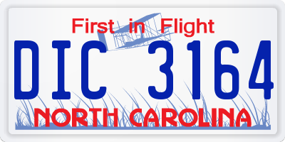 NC license plate DIC3164