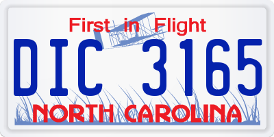 NC license plate DIC3165