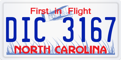 NC license plate DIC3167
