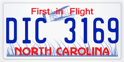 NC license plate DIC3169