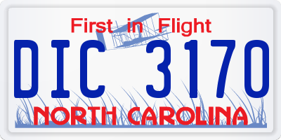 NC license plate DIC3170