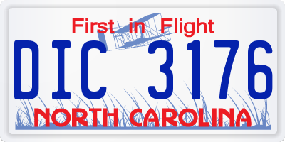 NC license plate DIC3176