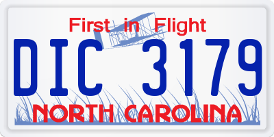 NC license plate DIC3179