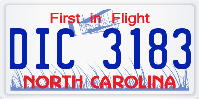 NC license plate DIC3183