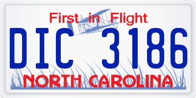 NC license plate DIC3186