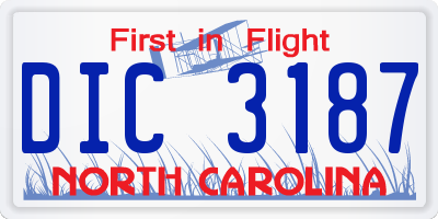 NC license plate DIC3187