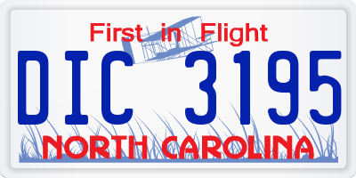 NC license plate DIC3195