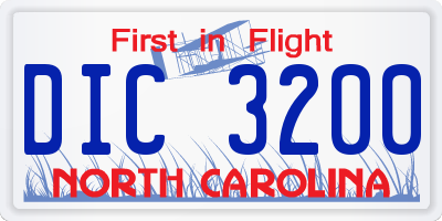 NC license plate DIC3200