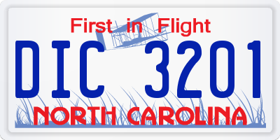 NC license plate DIC3201