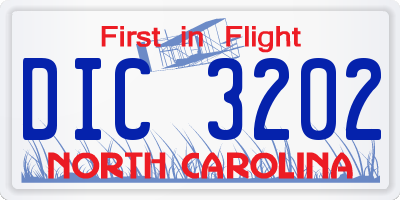NC license plate DIC3202