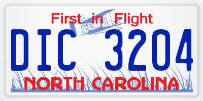 NC license plate DIC3204