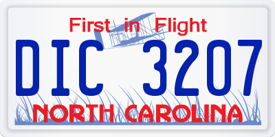 NC license plate DIC3207