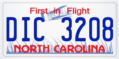 NC license plate DIC3208