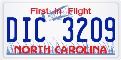 NC license plate DIC3209