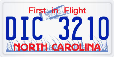 NC license plate DIC3210