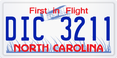 NC license plate DIC3211