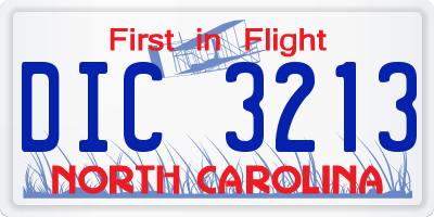 NC license plate DIC3213