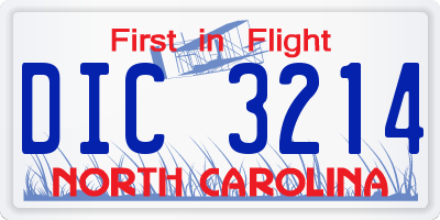 NC license plate DIC3214