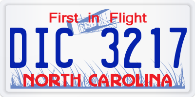 NC license plate DIC3217