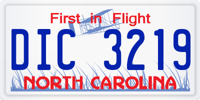 NC license plate DIC3219