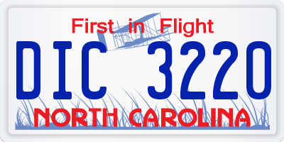 NC license plate DIC3220