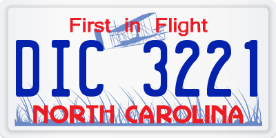 NC license plate DIC3221