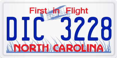 NC license plate DIC3228
