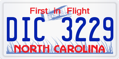 NC license plate DIC3229