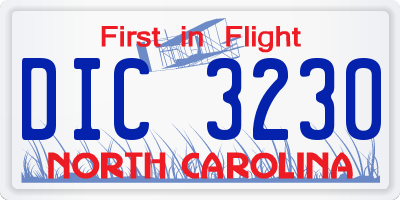 NC license plate DIC3230