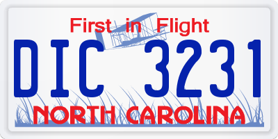 NC license plate DIC3231