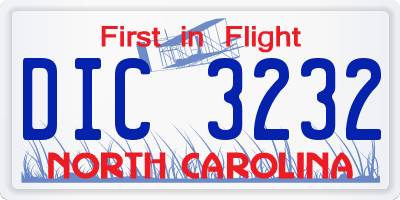 NC license plate DIC3232