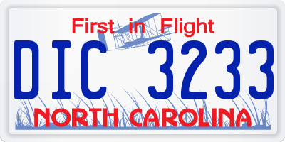 NC license plate DIC3233