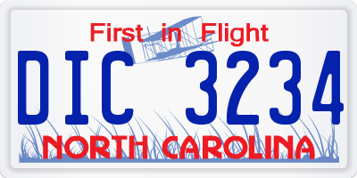 NC license plate DIC3234