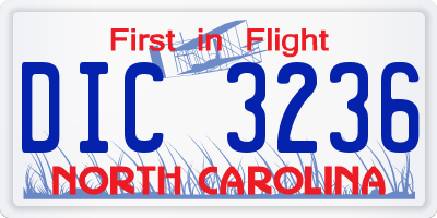 NC license plate DIC3236