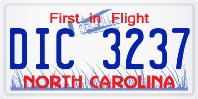 NC license plate DIC3237
