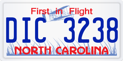 NC license plate DIC3238