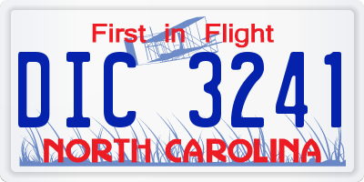 NC license plate DIC3241