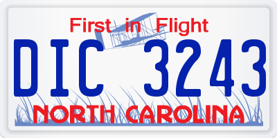 NC license plate DIC3243