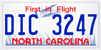 NC license plate DIC3247