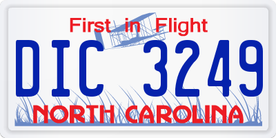 NC license plate DIC3249