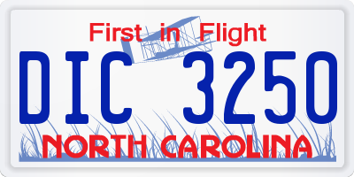 NC license plate DIC3250