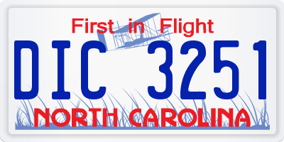 NC license plate DIC3251