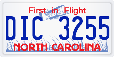 NC license plate DIC3255