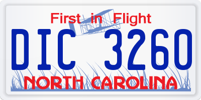 NC license plate DIC3260
