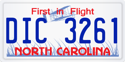 NC license plate DIC3261