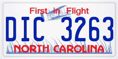 NC license plate DIC3263