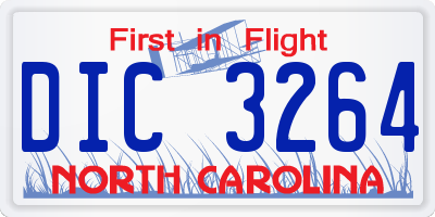 NC license plate DIC3264