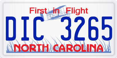 NC license plate DIC3265