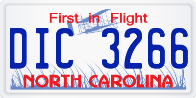 NC license plate DIC3266