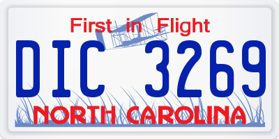 NC license plate DIC3269